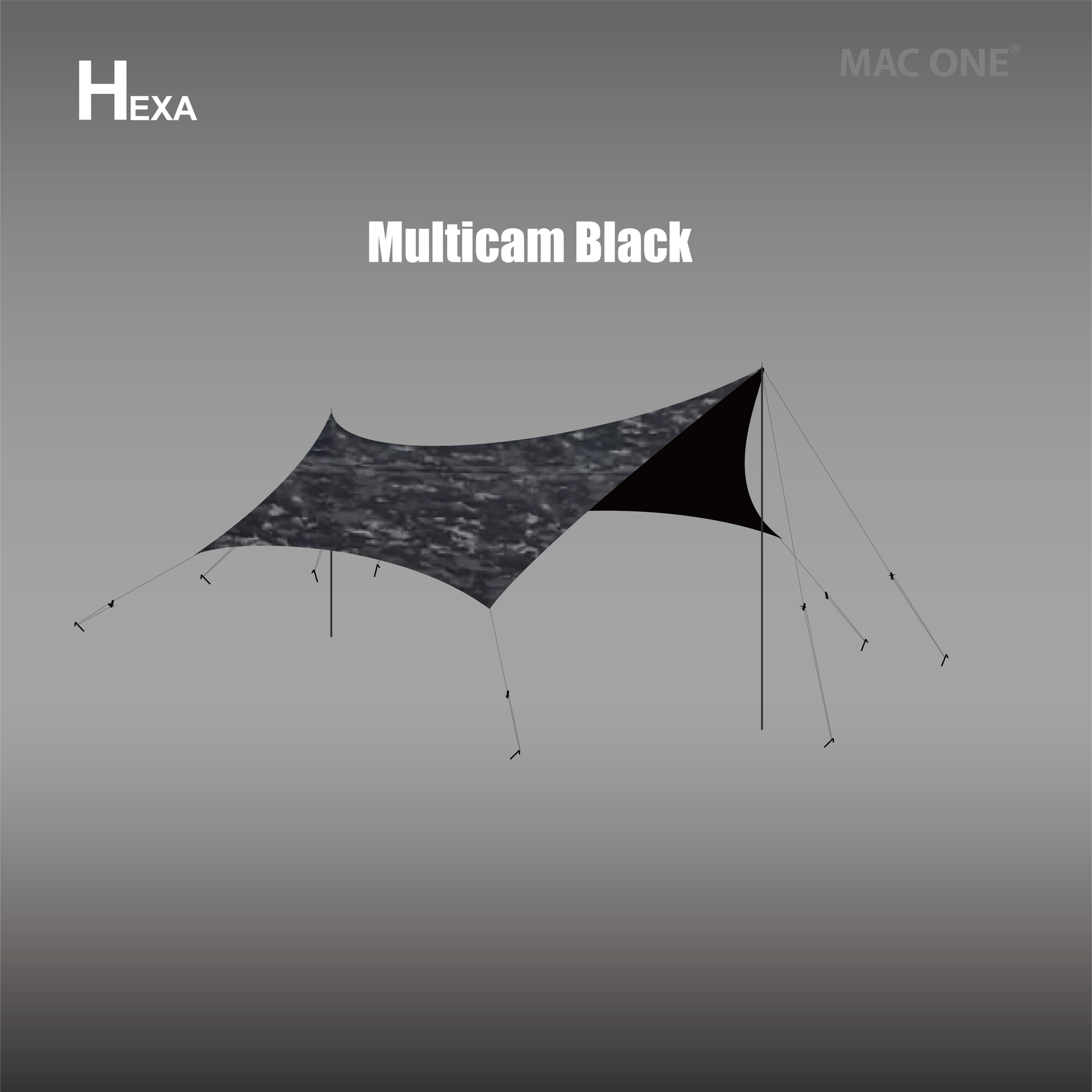 Mac One(マックワン)ヘキサタープ ブラックマルチカム (L) - アウトドア